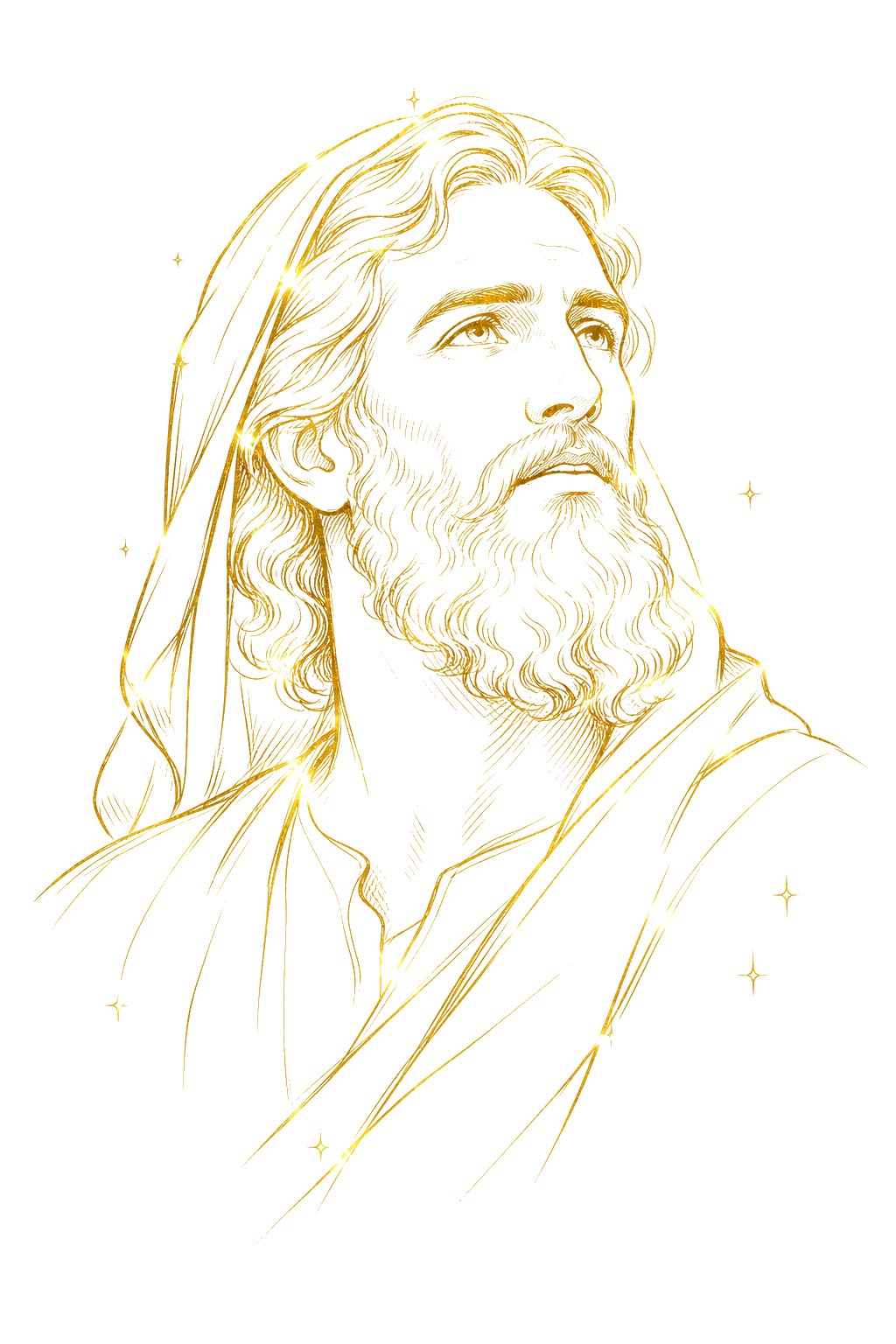 Golden line drawing of the prophet Ezekiel